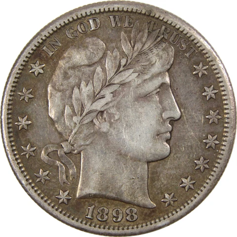 1898 S Barber Half Dollar XF Extremely Fine 90% Silver 50c SKU:I4271 Cover