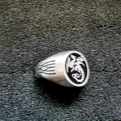Wyverex Dragon Signet Ring Pewter R154 Alchemy Gothic - Bild 1 von 4