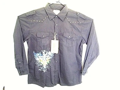 Новый Jordan Craig совершенно мужская рубашка новый черный цвет длинным рукавом кнопка спереди XA5 - Изображение 1 из 4