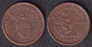 1903 US Administration Philippines HALF CENTAVO Silver Coin Stock #9 - Picture 1 of 4