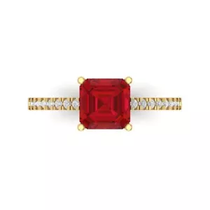 1.66 Cushion Ruby Stone Promise Bridal Designer Engagement Ring 14k Yellow Gold - Picture 1 of 11