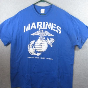 Marine T Shirt XL Short Sleeve Blue Cotton Vintage - Picture 1 of 7