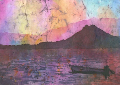 Lake Atitlan sunset- Guatemala. Fine art painting Lake Atitlan fine (art print) - Image 1 of 4