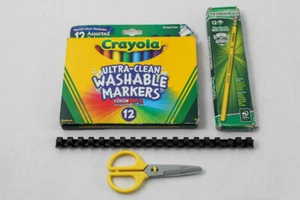Lot of Kids' School Supplies: Crayola Markers, Ticonderoga Pencils, Scissors - Picture 1 of 5