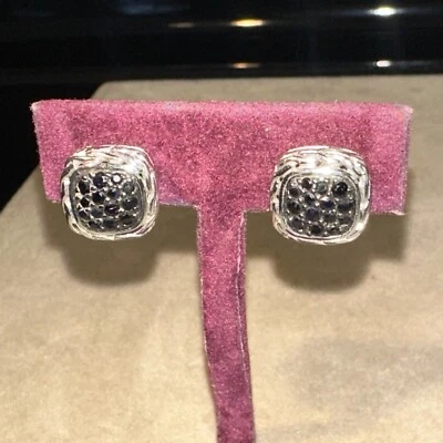 Pendientes John Hardy Clásicos Cadena Zafiro Negro Racimo Plata de Ley 925 Foto 1 de 4