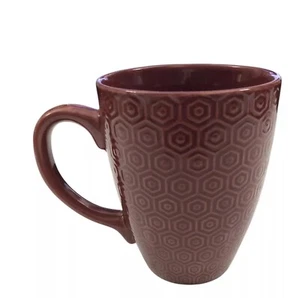 SCM Home Red Maroon Hexagon Textured Coffee Mug Cup Stoneware 16 oz Kitchen - Picture 1 of 7
