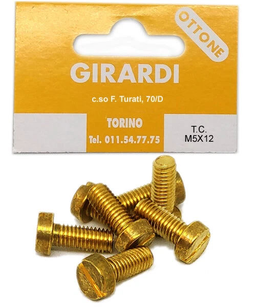 VITE A METALLO IN OTTONE TESTA CILINDRICA M5x12 - DIN84  - UNI 6107 - Immagine 1 di 1
