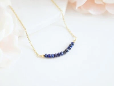 Ожерелье с подвеской из граненого голубого драгоценного камня лазурита золотая цепочка - Изображение 1 из 4