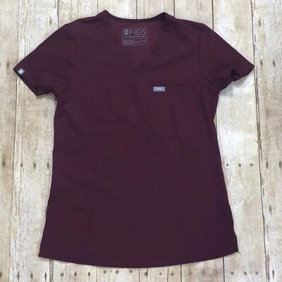 Blusa esfoliante feminina Figs Technical Collection XXS manga curta gola V marrom - Imagem 1 de 4