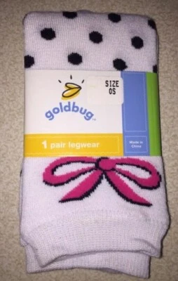 Medias de algodón Goldbug talla única blancas con lunares negros para bebés niñas Foto 1 de 2