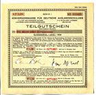 Deutschland 1935 1,30 Niederländische Gulden Bruchzertifikat Umstellungskasse