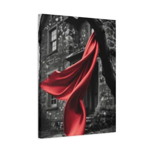 Red Fabric Canvas Wall Art – Gothic Cinematic Photography – Dark Aesthetic Home - Picture 1 of 44