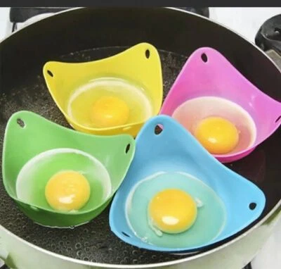 4 Stück Silikon Eierpochierer Tasse Pochieren Schale Kochen Form Küchenwerkzeug - Bild 1 von 4