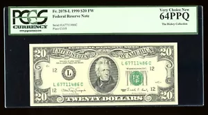 DBR 1990 $20 FRN San Francisco Fr. 2078-L PCGS 64 PPQ Serial L67711486C - Picture 1 of 2