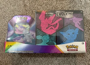 Pokemon Evolving Skies ETB Tin Costco Bundle - Glaceon Vaporeon Espeon Sylveon - Foto 1 di 5