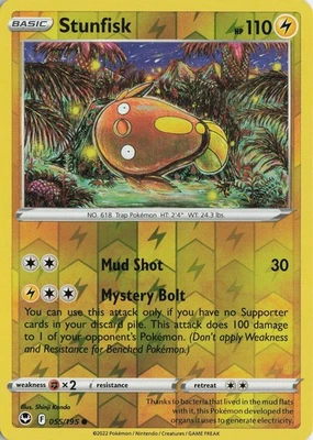 Stunfisk Reverse Holo Common – SWSH12: Silver Tempest #055/195 Pokémon TCG - Image 1 of 2