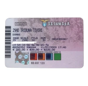 *HH* Biglietto Tessera Calcio Lazio Abbonamento Stadio 2009 Campionato Laziale - Foto 1 di 2
