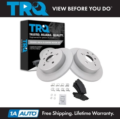 Kit de pastillas de freno traseras premium de cerámica y rotor recubierto TRQ para Toyota Prius V Foto 1 de 4