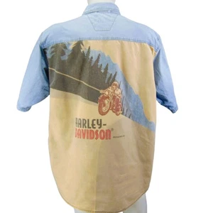 Vintage Harley-Davidson Jeanshemd XL Knopfleiste Biker Grafik hinten 1990er - Bild 1 von 11