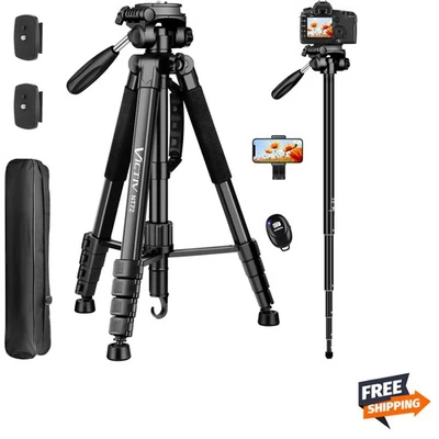 Tripod for Camera, 72" Tall Camera Tripod Monopod with Remote, Professional H... - Image 1 of 4