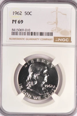 1962 Franklin Half Dollar Proof NGC PF 69 PR69 Gem Coin 50C - Image 1 of 2