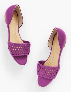 Talbots Leona gewebtes Nappa lila Leder Sandalen Slipper Freizeit flache Schuhe 9M - Bild 1 von 9