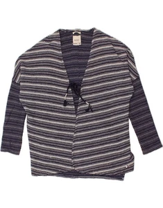 ROXY Womens Oversized Cardigan Sweater UK 16 Large Purple Striped Cotton AM16 - Picture 1 of 4