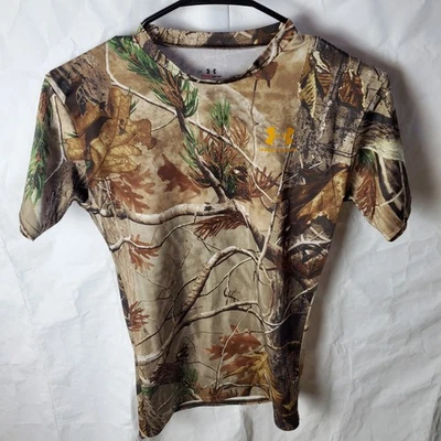 Under Armour Shirt Mens L Brown Camo Hunting Compression Training T-Shirt Gym - Image 1 of 4