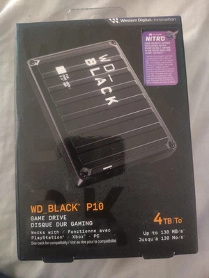WD BLACK P10 4TB External USB Portable Game Hard Drive WDBA3A0040BBK-WESN - Image 1 of 4