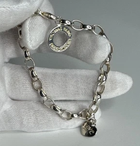 Pulsera Thomas Sabo de plata de ley con dije de eslabones grandes con dije de amor - Imagen 1 de 7