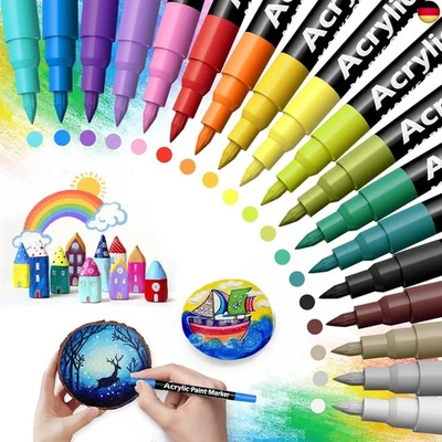MARKE SHADCOLER Shadcoler Acrylstifte für Steine Wasserfest, 18 Farben Stifte Steine Bemalen