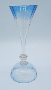 MOSER CHAMPAGNE & RHINE WINE GLASS GOBLET BLUE & CLEAR VERY UNUSUAL - Picture 1 of 9