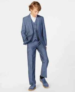 NWT CALVIN KLEIN Big Boys Med Blue Slim Fit Plain Weave Suit 20 yap0325 - Picture 1 of 2