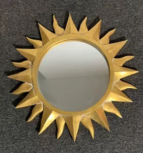 Specchio da parete vintage celeste Sun Burst 23" oro stile MCM rotondo metà secolo usato in ottime condizioni - Foto 1 di 12