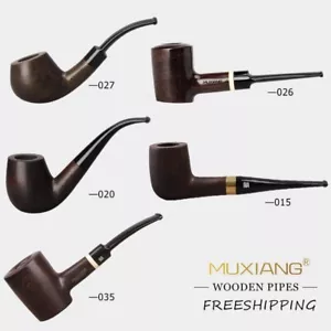 Tobacco Pipe Wooden Smoking Pipe with Free Accessories 9mm filter Stand Cleaner - Picture 1 of 19