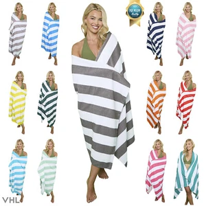 Cabana Striped Beach Towels 100% Microfiber Classic Extra Large Towel 100x200 cm - Picture 1 of 19