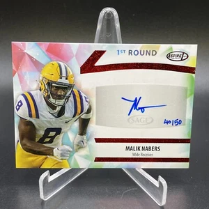 2024 Sage Aspire - Malik Nabers 1st Round Red Auto /50 Rookie RC New York Giants - Picture 1 of 3