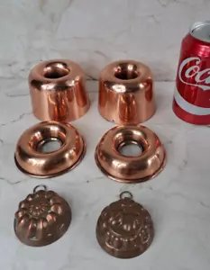lot de 6 petits moules a gâteau anciens en cuivre cuisine - Imagen 1 de 15
