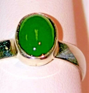 Nephrite Jade Ring Size US 7.5 (7x5)Jade GemStone 925 Sterling Silver Beautiful - Picture 1 of 8