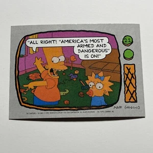 Tarjeta de Bart Maggie 1990 Topps Los Simpson más armados y peligrosos de Estados Unidos #21 - Imagen 1 de 2