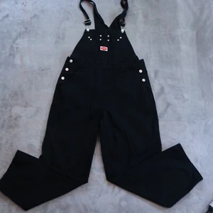 Salopette bavaglino vintage Y2K Revolt donna grande nero denim skater streetwear - Foto 1 di 15