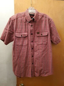 Wrangler Riggs Workwear Button Up Shirt Mens Large Red Plaid Short Sleeve Casual - Picture 1 of 3