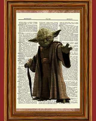 Yoda Star Wars Dictionary Art Print Book Page Picture Poster Collectible Vintage - Image 1 of 3