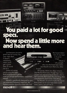 vtg 70's MAXELL C90 CASSETTE TAPE MAGAZINE PRINT AD Blank Audio Media Pinup Page - Picture 1 of 1