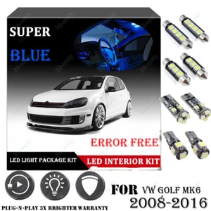 11PCS For VW GOLF MK6 08-16 Xenon Blue 10000K Car Interior LED Light Package Kit - Picture 1 of 11