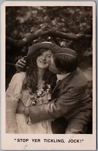 RPPC 1910s Stop Yer Tickling, Jock! Life Model Series Couple Kissing by Bamforth - Bild 1 von 2