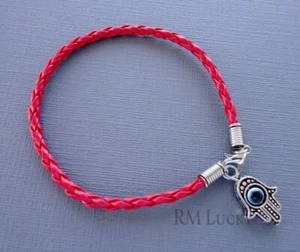 Brazalete rojo de la suerte Cabalá mal de ojo joyería dije Hamsa mano palma - Imagen 1 de 1