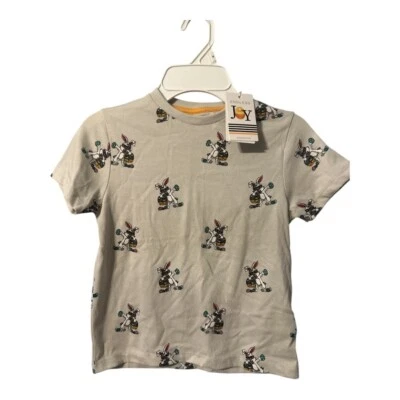 Denim & Flower Boys Beige Dabbing Easter Bunny Tee, Size 5-6 - Image 1 of 3