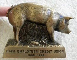 1933-1983 Rath Hog Feed Employees Credit Union Advertising Metal Bank, Unused - Picture 1 of 5