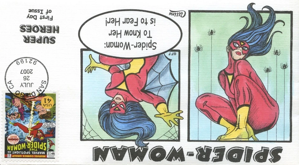 4159q  Marvel Comics Spider-Woman single FDC Collins Hand-Painted. Perfect!!! - Image 1 of 1